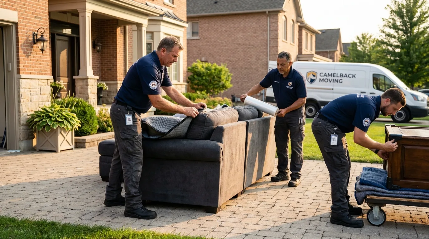 Large estate moving crew wrapping furniture in Santa Teresa, NM