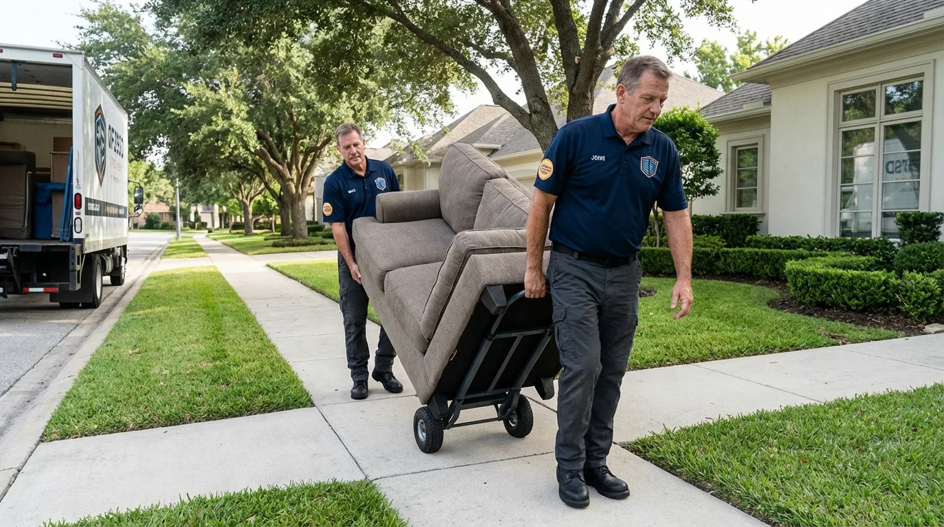 Local residential moving crew loading furniture in Santa Teresa, NM